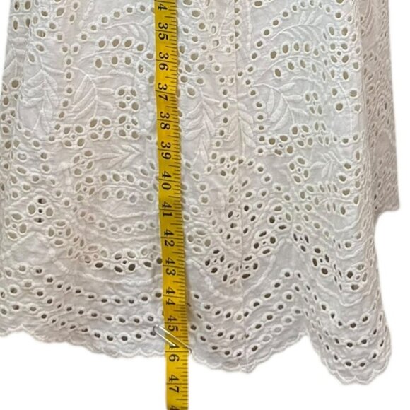 Maggy London Ivory Eyelet Midi Dress Size 12 – Sleeveless Fit & Flare - Picture 11 of 11